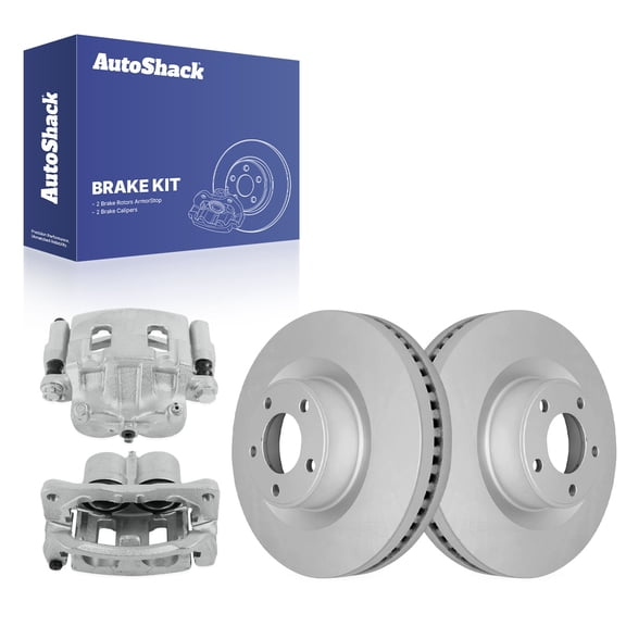 AutoShack Front Vented Coated Brake Rotors   Calipers 4-PC Brake Kit Replacement for 2007-2010 Ford Edge 2007-2010 Lincoln MKX ArmorStop 12.6" (320 mm)