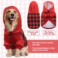 thumbnail image 2 of QBLEEV Etra Warm Fleece Lined Dog Coat for Small Medium Dogs, British Style Plaid Dog Hoodie with Leash Hole for Cold Weather/Winter/Christmas Dog Apparel Red，M, 2 of 6
