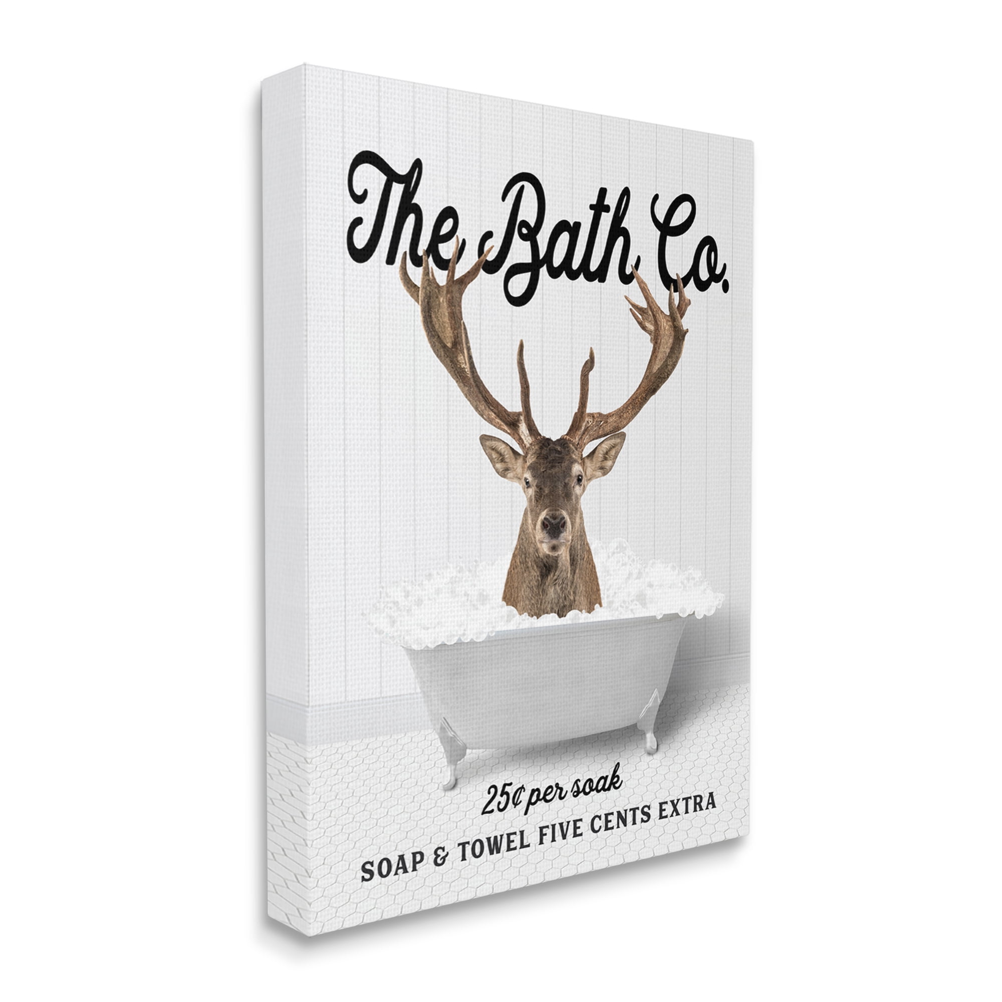 Stupell Industries Bubble Bathtub Deer Animals & Insects Painting Gallery Wrapped Canvas Print Wall Art, 24 x 30