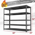 thumbnail image 2 of Garage Shelving, 5 Tier Heavy Duty Metal Storage Shelves, Industrial Garage Storage for Heavy Tools and Equipment, Basement, 72" H×60" W Black, 2 of 9