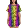 thumbnail image 1 of Fotbe Animal Paw Rainbow Conjunto de Pijama Estampado para Mujer, 2 Piezas, Ropa de Dormir con Camiseta de Manga Corta y Shorts Suaves-Large, 1 of 6