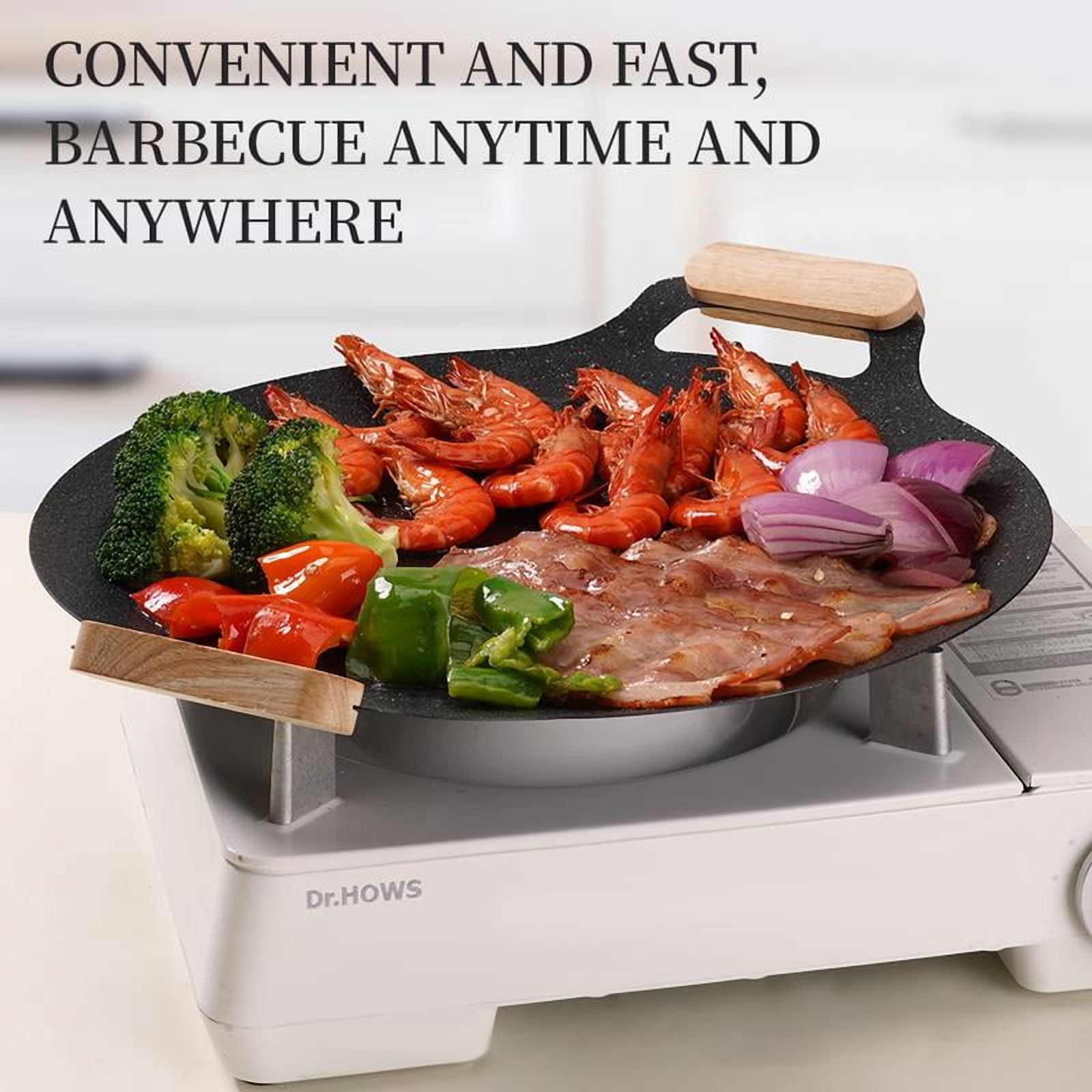 Grill Pan Non Stick Pan Barbecue Plate BBQ Portable Grill,Camping Korea Griddle Grill Pan Outdoor Camping BBQ Stove Roasting Grill Plate Kitchenware Nonstick