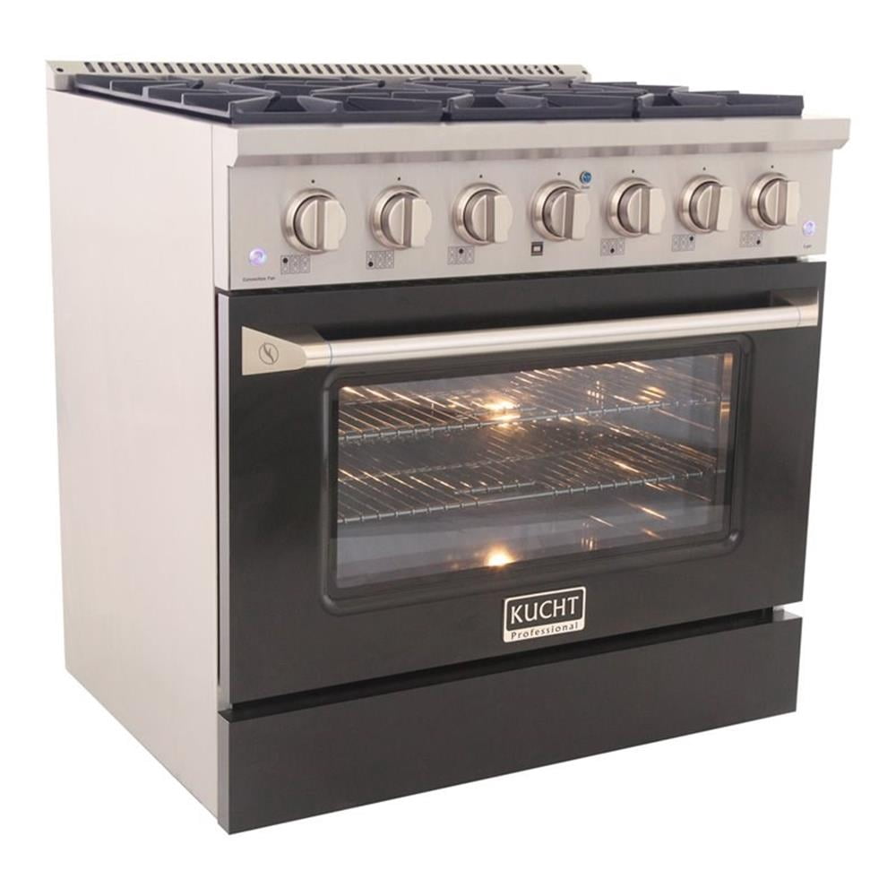 Pemberly Row 36" Stainless Steel Natural Gas Range in Silver/Black