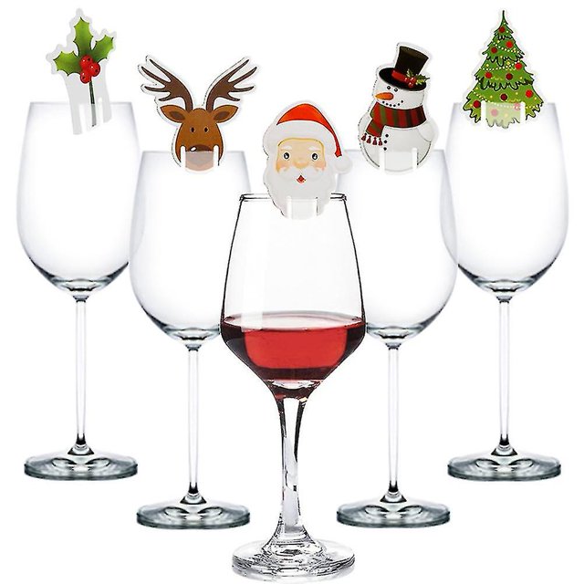 Copa de Navidad Tarjeta Fiesta de Navidad Sombrero de Santa Copa de vino Decoración Banban