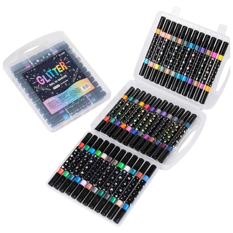 Glitter Marker Dual Tip Pen Set | Double-Sided Soft & Pearl