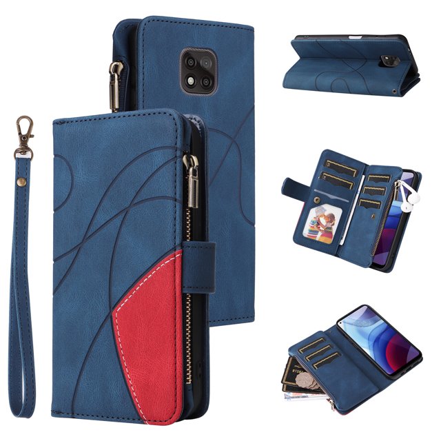 Compatible avec Motorola Moto g Power 2021 Étui Portefeuille avec Fentes pour Cartes en Cuir PU Fermeture Éclair Folio Rabattable