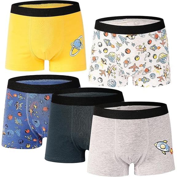 Boys Boxer Briefs 5 Pack, Kids Youth Underwear for 8-14 Years Teen Big Kids Soft Breathable Boxer Shorts Underpants