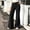 Black, variant on Women's High Waist Flared Wide Leg Pants Double Button Closure Casual Trousers with Side Pockets Soft Washed Texture Versatile Daily Vacation Wear
