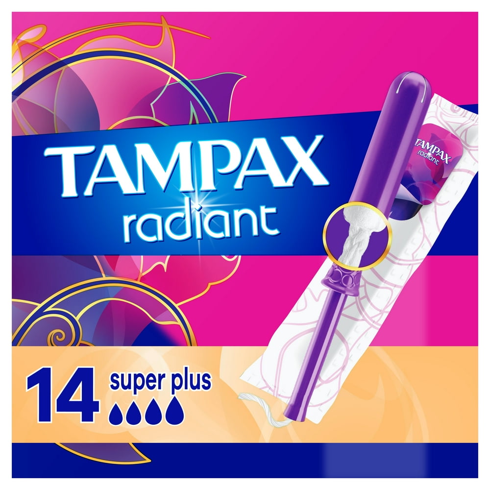 Tampax Radiant Super Plus Absorbency Tampons, Unscented, 14 ct