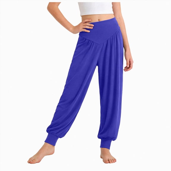 Girls Pants Solid Color Lightweight Yoga Sports Dance Fitness Drawstring Winter Pants 5-6 Years,Blue XZNPDUCQ