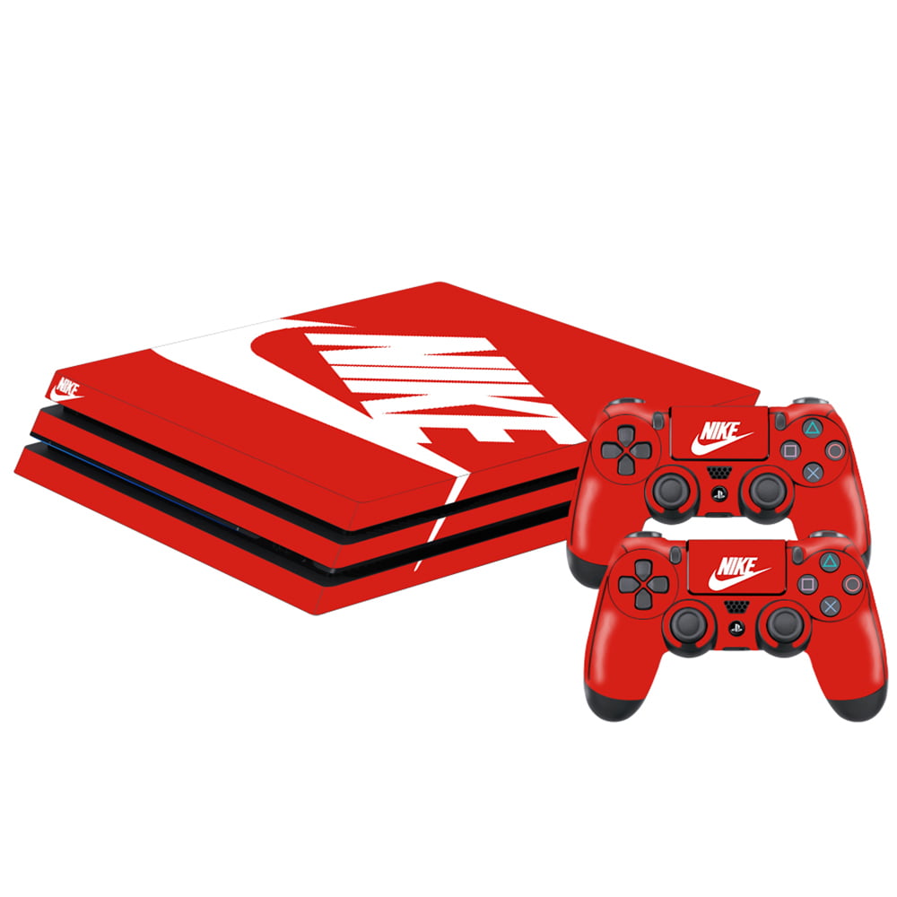 PS4 Slim Playstation 4 Console Skin Decal Sticker Red White Custom Design  Set