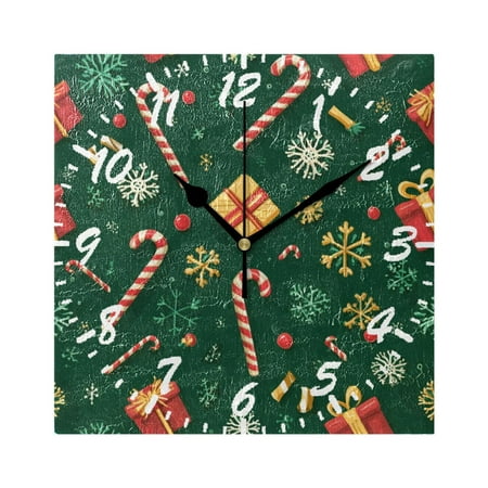 7.78in Square Artistic Wall Clock Dual-Purpose Tabletop & Hanging Decor Silent Non-Ticking Clocks for Home Office christmas-themed Elementsl