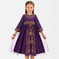 thumbnail image 5 of Gunia Flower Little Girl Dress Elegant Floral Embroidered Gown Long Sleeve Party Occasion Wedding Dark Purple Dress For Girls 4-8 Years, 5 of 9