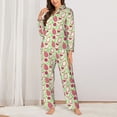thumbnail image 2 of KLL Dragon Fruit 1 Print Women's Long Sleeve Pajamas with Pants Sleepwear Loungewear 2 Set-Medium, 2 of 7