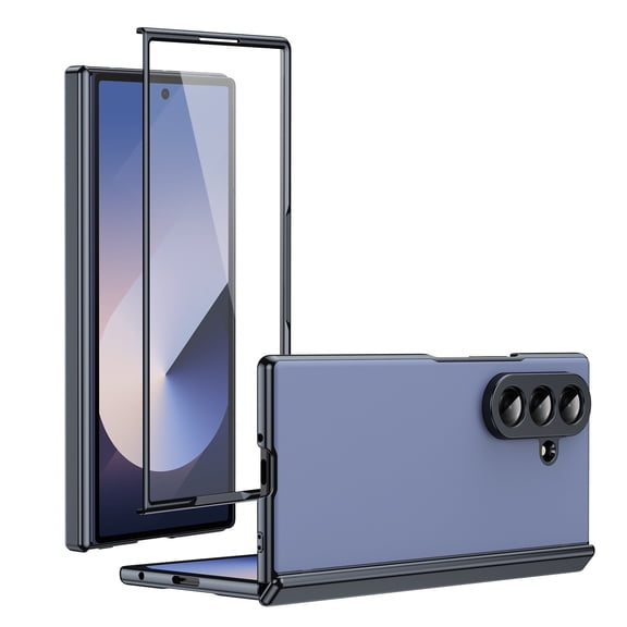 LHNUNP Case for Samsung Galaxy Z Fold 8 Ultra with Front Screen Protector, Slim Hard PC Cover, Camera Guard, Hinge Protection,Blue