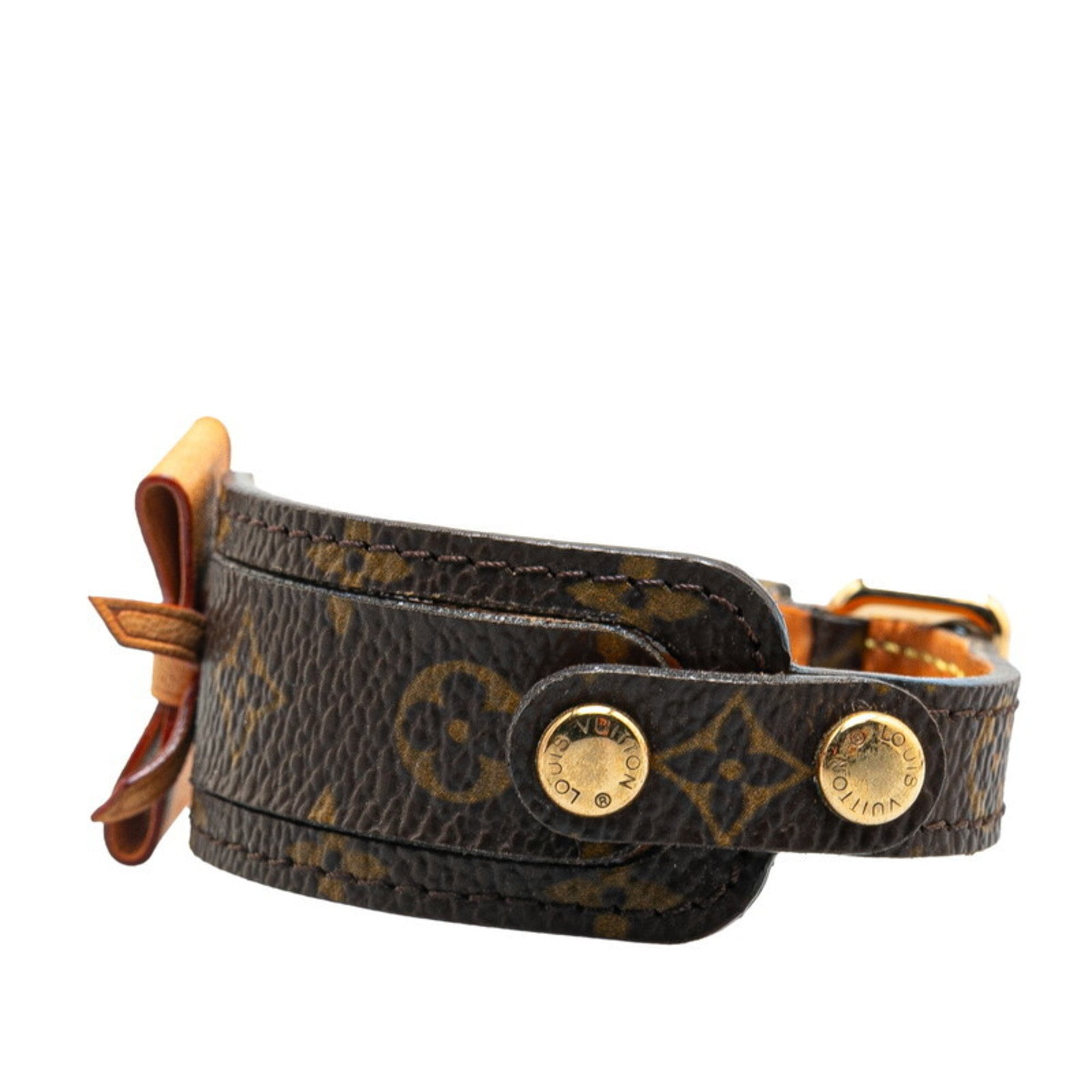 Pre-Owned Louis Vuitton Monogram Porte-Adress Bracelet M92577 Brown Leather Women's... (Good)