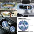 thumbnail image 5 of Renewold Bohemian Flower Blue Violet 14 PCS Car Seat Cover Full Set, with Steering Wheel Cover Seat Belt Covers Trash Can Rear View Mirror Cover Center Console Cover Cup Coasters Handbrake Cover Set, 5 of 7
