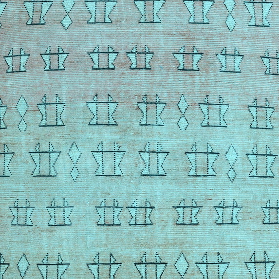 Ahgly Company Indoor Square Abstract Light Blue Modern Area Rugs, 6' Square