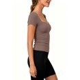 thumbnail image 5 of TEAJOPSUU Womens Summer Tops Sweetheart Neck Short Sleeve Activewear T Shirts Form Fitting Shapewear Tees Khaki, 5 of 7