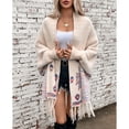 thumbnail image 5 of SWSMCLT Women's Long Sleeve Cardigan Knit Shawl Lightweight Open Front Sweater Cape Poncho Cardigan Sweater Oversized Thick Boho Apricot Small-X-Large, 5 of 5