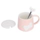 thumbnail image 2 of Taza de agua leche de té de cerámica con bonito lazo de 400ml, taza de café con tapa, cuchara de acero inoxidable para regalos de vacaciones en el hogar, 2 of 8