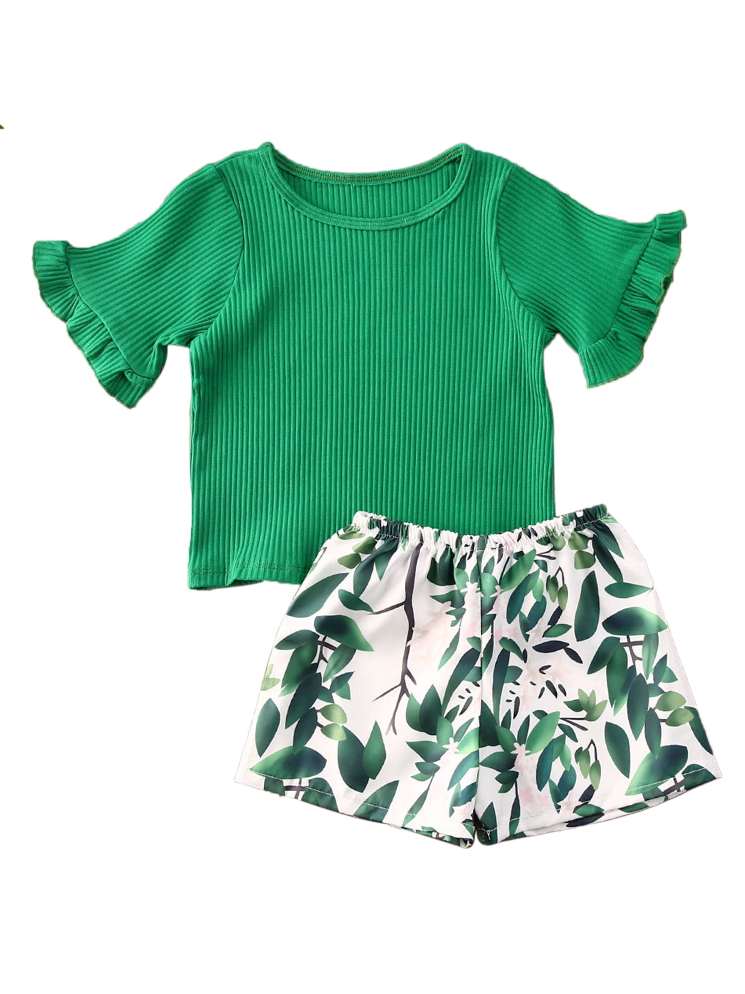 Bmnmsl Bmnmsl Summer Little Girl Short Sleeve Shorts Bow Tie Flower