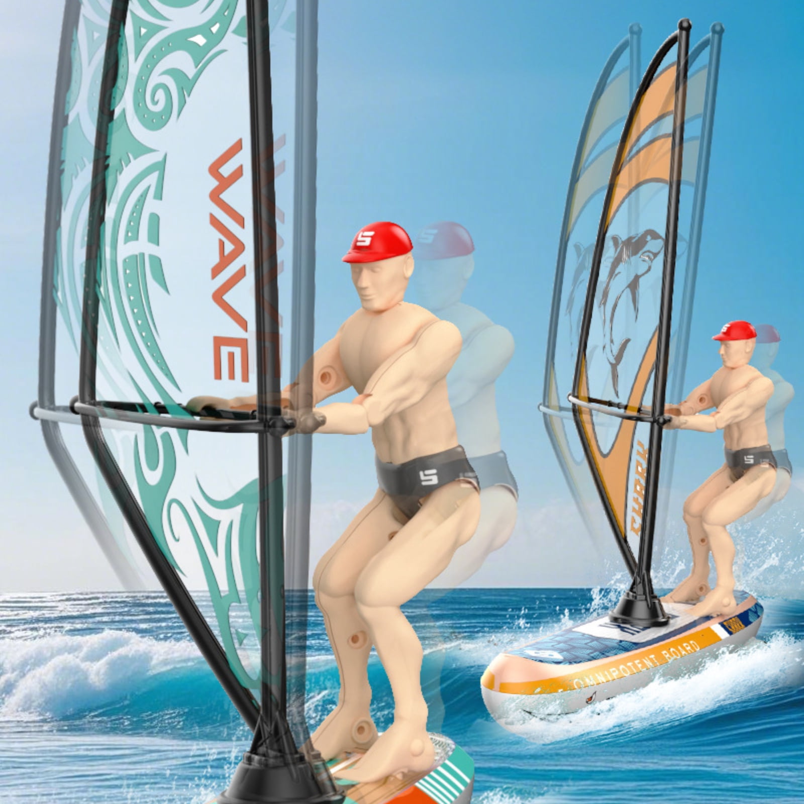 TXT-MATRIX Remote Control Windsurfing Racing Boat Toy - High-Speed RC Surfboard with Balance Control & LED Lights