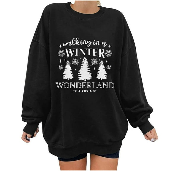 Brilliant Fashion Loose Long Sleeve Round-Neck Blouse Printing T-Shirt Tops Clearance Clothes under $5.00