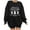 Black, variant on Brilliant Fashion Loose Long Sleeve Round-Neck Blouse Printing T-Shirt Tops Clearance Clothes under $5.00