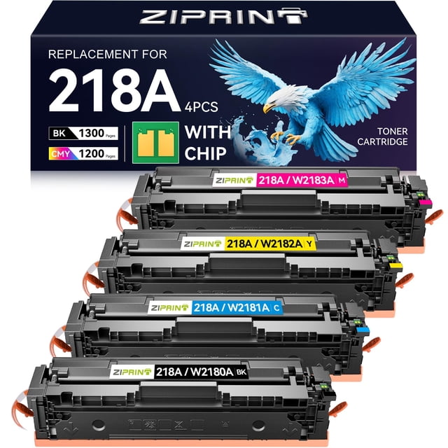 Paquete de 4 cartuchos de tóner ZIPRINT 218A con chip para HP 218X