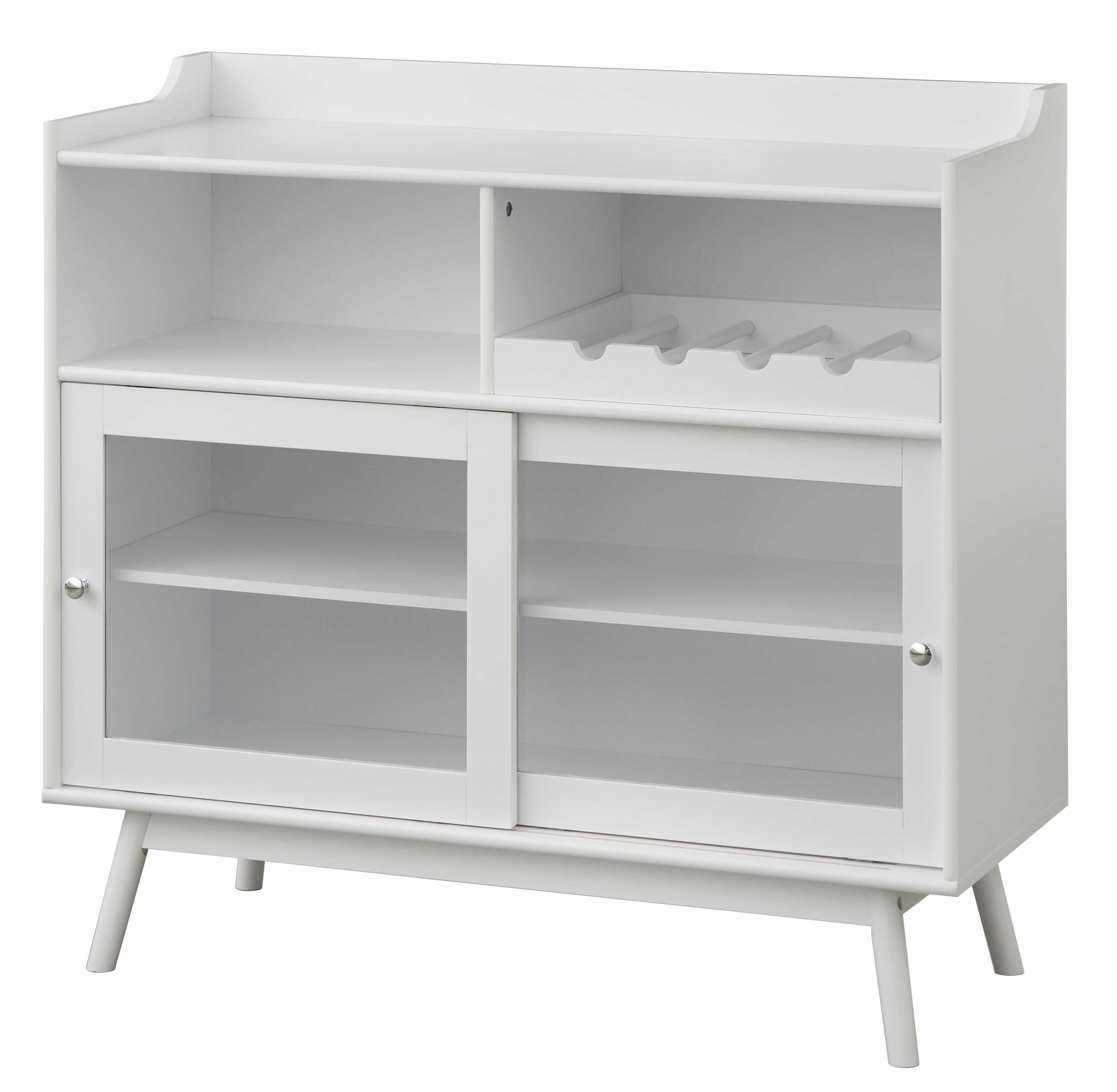 TMS Altura Bar Cabinet with Sliding Doors and Wine Rack, White