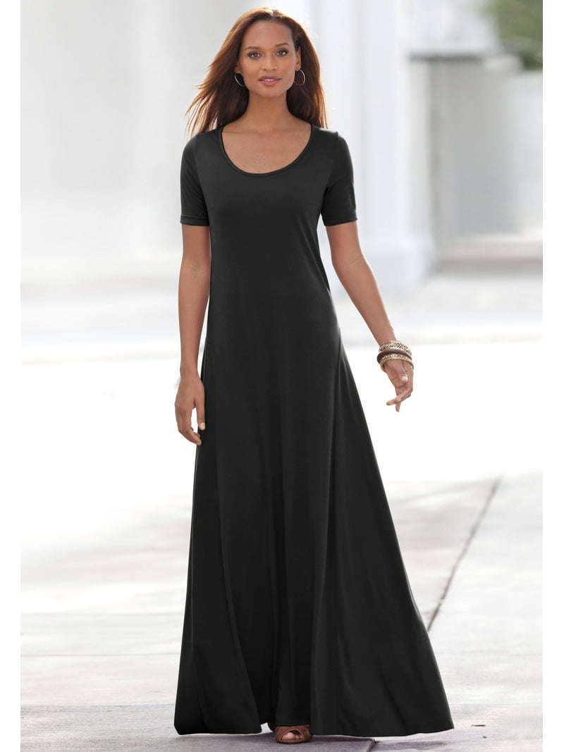 jessica london plus size women's short sleeve maxi dress Jessica London Stretch Cotton T-Shirt Maxi Dress