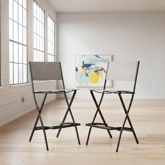 Topcobe Folding Bar Stools Set of 2 Backrest Humanized Footrest, Outdoor Patio Furniture for Balcony Garden Backyard-Coffee