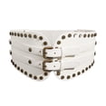 thumbnail image 4 of Cinturón de cintura para mujer, estilo retro, ancho, con hebilla ajustable, corsé elástico. blanco, 4 of 9