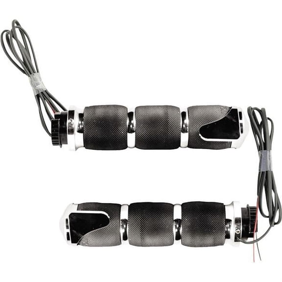 Avon Air Cush Heated Chrome/Black Handlebar Grips with Throttle Boss (MT-AIR-90-C-B-H)