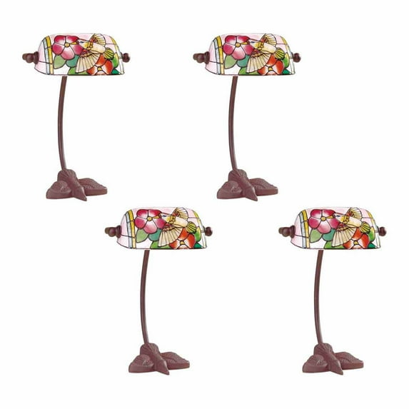 4 Table Lamp Bronze Bird Style Lamp Stained Glass 7.5"| Renovator's Supply
