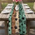 thumbnail image 4 of Teal Green Brown Table Runner - 72 Inch Long Farmhouse Dog Paw Vintage Cotton and Linen Blended Dress Scarves Farmhouse Table Runner for Kitchen Dining, Coffee Table, 13" x 72", 4 of 8