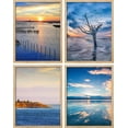 thumbnail image 4 of PixonSign Framed Wall Art Vibrant Ocean Cloud Reflection Islands Prints, Set of 4 Sea Landscape Wall Decors, Nature Wall Décor, Beach Adhesive Canvas Poster, Modern Home Artwork - 11"x14" Natural, 4 of 5
