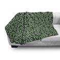 thumbnail image 3 of Green Soft Flannel Fleece Throw Blanket, Traditional Japanese Pattern with Abstract Curly Branches and Leaves, Cozy Plush for Indoor and Outdoor Use, 60" x 80", Emerald White, by Ambesonne, 3 of 6