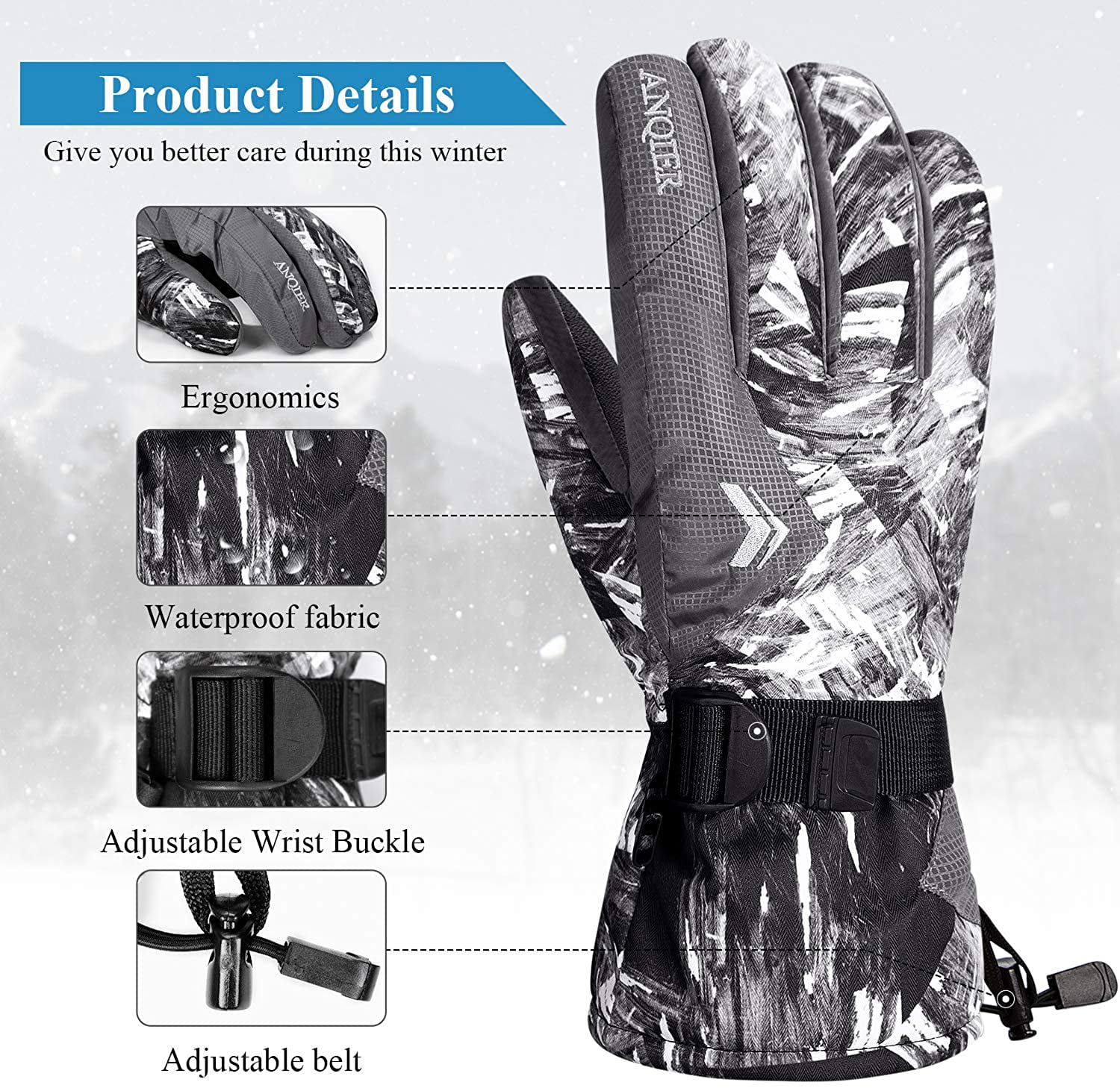 Thinsulate 3M Winter Thermal Ski Gloves XL 