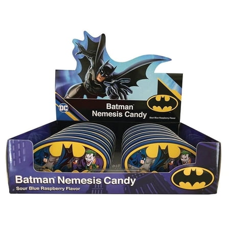 DC Comics Batman Nemesis Candy Tin 1.2 Ounces of Sour Blue Raspberry Batman Logo Candy – 12 Count Display Box
