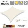 thumbnail image 2 of IC ICLOVER 16' x 16' Waterproof Sun Shade Sail Square Canopy Awning Shelter Polyester Fabric Cloth for Patio Yard Deck Pergola Outdoor Sun Sail Shade 98% UV Block Sunshade - Beige, 2 of 8