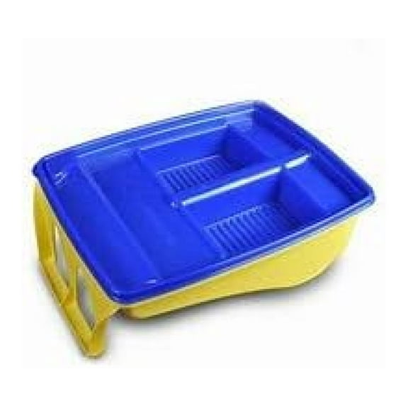 SealPro Paint Tray - Large Resealable Paint Container with Lid - Wet Paint Storage - Gallon Capacity - Blue Lid, Yellow Tray - Painter's Tray for Easy Cleanup
