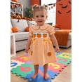 thumbnail image 4 of Cjfdfy Toddler Baby Girls Halloween Dress Thanksgiving Outfit Infant Baby Girls Summer Plaid Gingham Dress Fall Pumpkin Embroidered Doll Collar Puff Short Sleeve Dress, 4 of 9