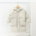 thumbnail image 2 of MKOSPLRT Girls Winter Coats 2-13Y Zip Up Hooded Puffer Jackets Medium Length Thicken Padded Down Coat Solid Warm Outerwear with Pocket, 2 of 7