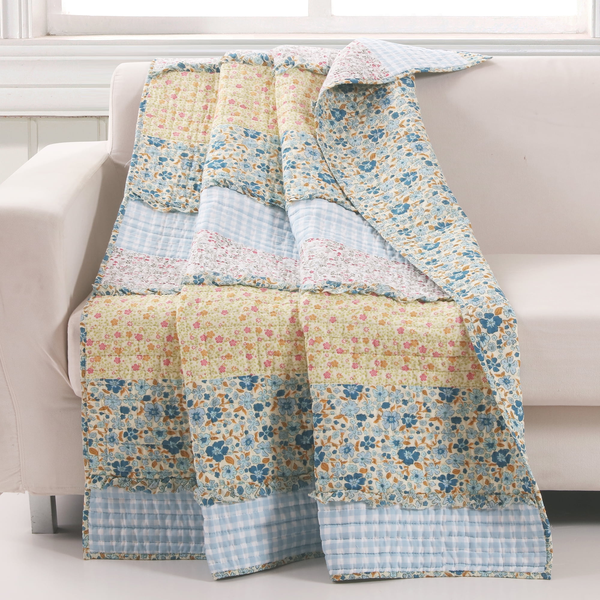 Ditsy Ruffle Quilted Throw Blanket, 50x60inch, by Barefoot Bungalow