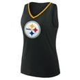 thumbnail image 2 of Women's Logo Athletic Black Pittsburgh Steelers Stellar Win V-Neck Tank Top, 2 of 3