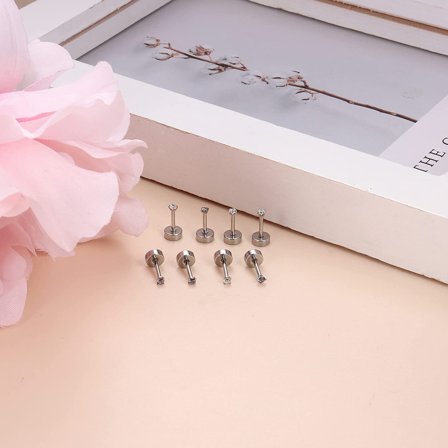  Jstyle 24 Pairs Hypoallergenic Screw Back Earrings for Girls  Women Surgical Steel Tiny Heart Flower Flat Back Stud Earrings Cute Stud  Earrings Jewelry Set: Clothing, Shoes & Jewelry