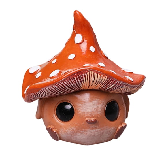 Cute Whimsical Garden Statue Desktop Decor Accent, Mini Fairy Garden Figurine Accessories, Mushroom Gifts for Women Gardener Plant Lovers