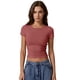 thumbnail image 5 of Camiseta QINSEN Slim Fit de manga corta para mujer Merlot S, 5 of 6
